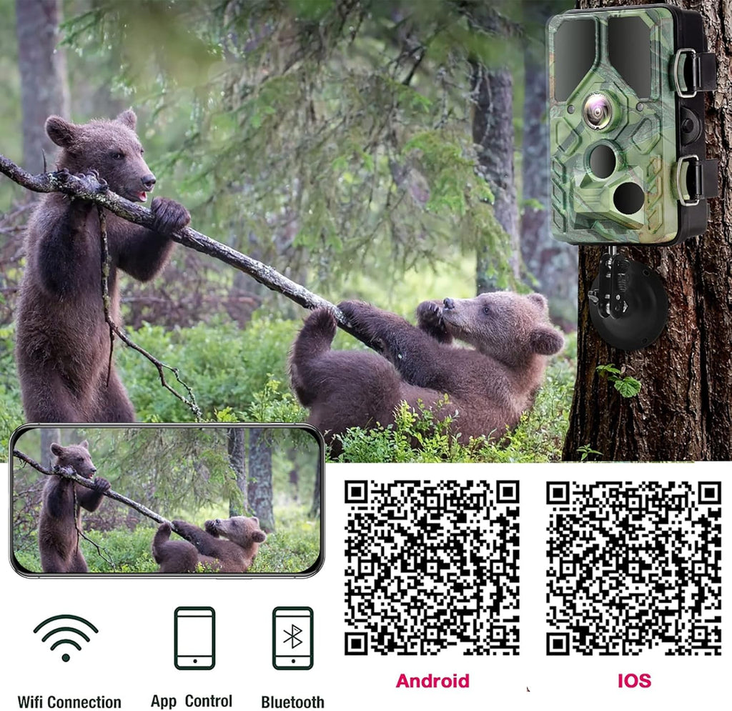 WiFi Trail Camera with Night Vision 65FT Motion Activated IP66 Waterproof Hunting Camera T98427