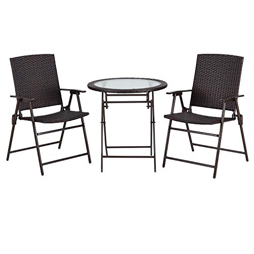 3 Pieces Wicker Folding Bistro Set J64615