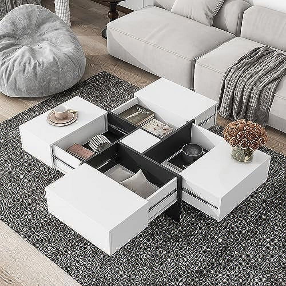 Brown Square Coffee Table with 4 Hidden Compartments P816705