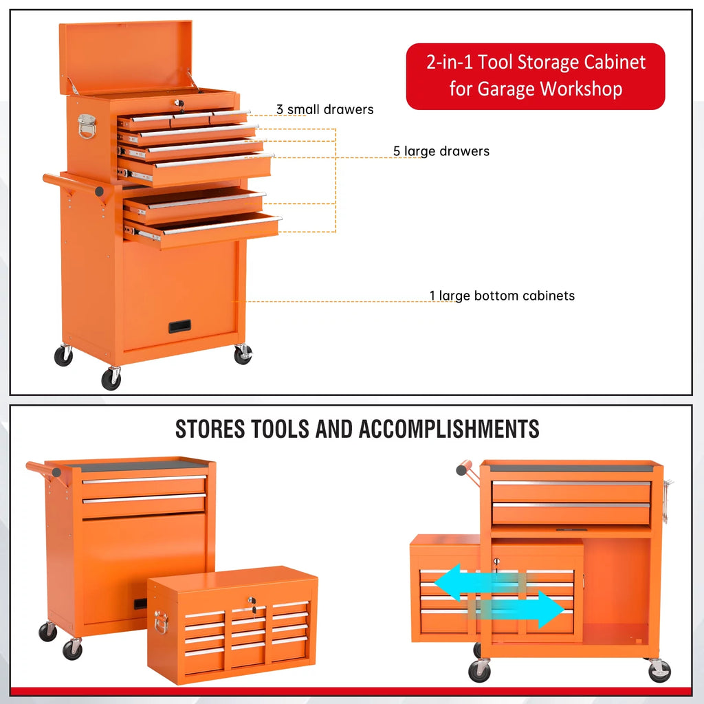 8 Drawer Rolling Tool Chest with Wheels G541