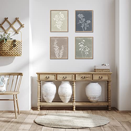 Framed Boho Botanical Print Wall Art Set of 4 Brown 12x16 O968803
