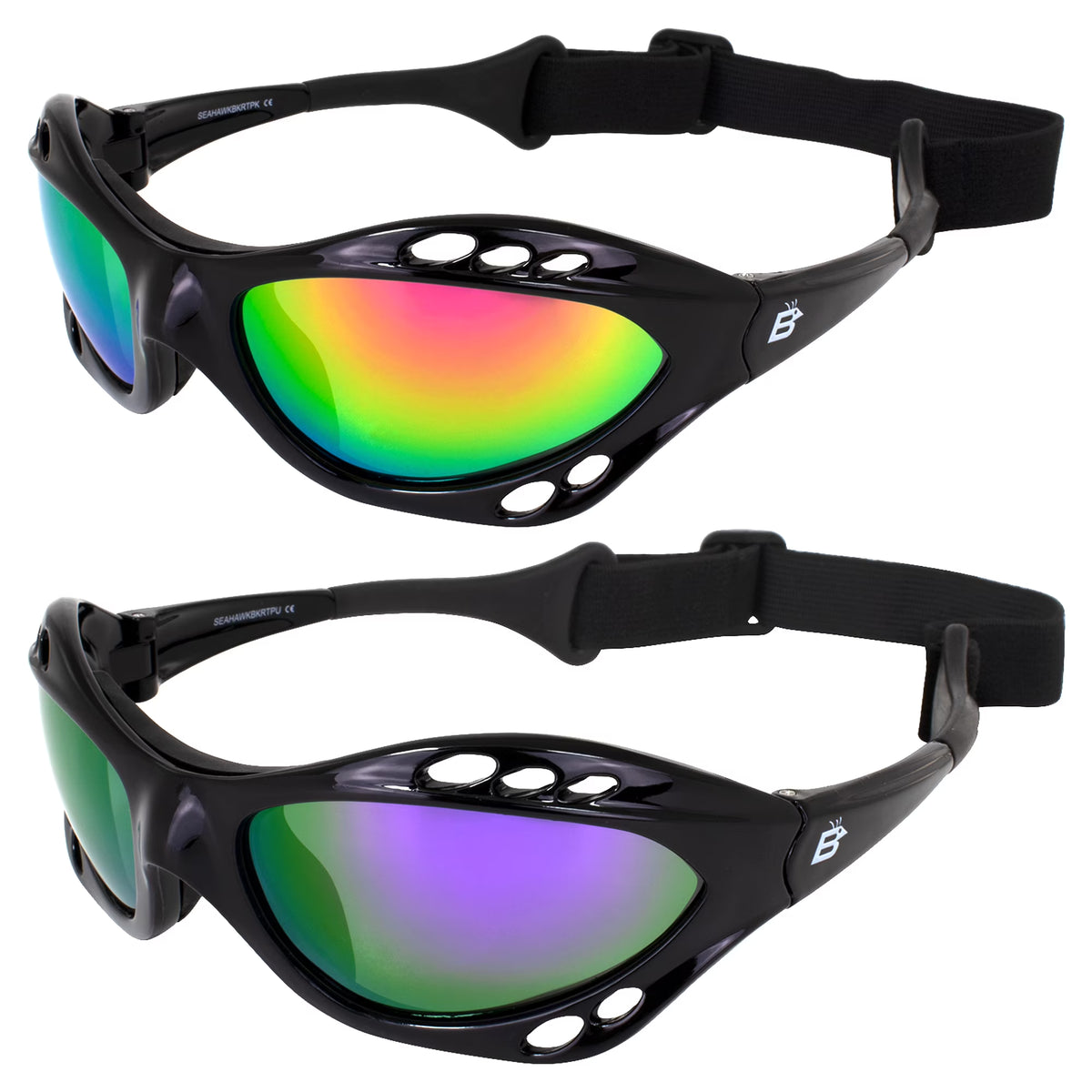 Black Padded Polarized Sunglasses with Strap K301162