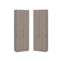 2 Piece Wood Two-Door Pantry Cabinet Set in Light Gray Z11327