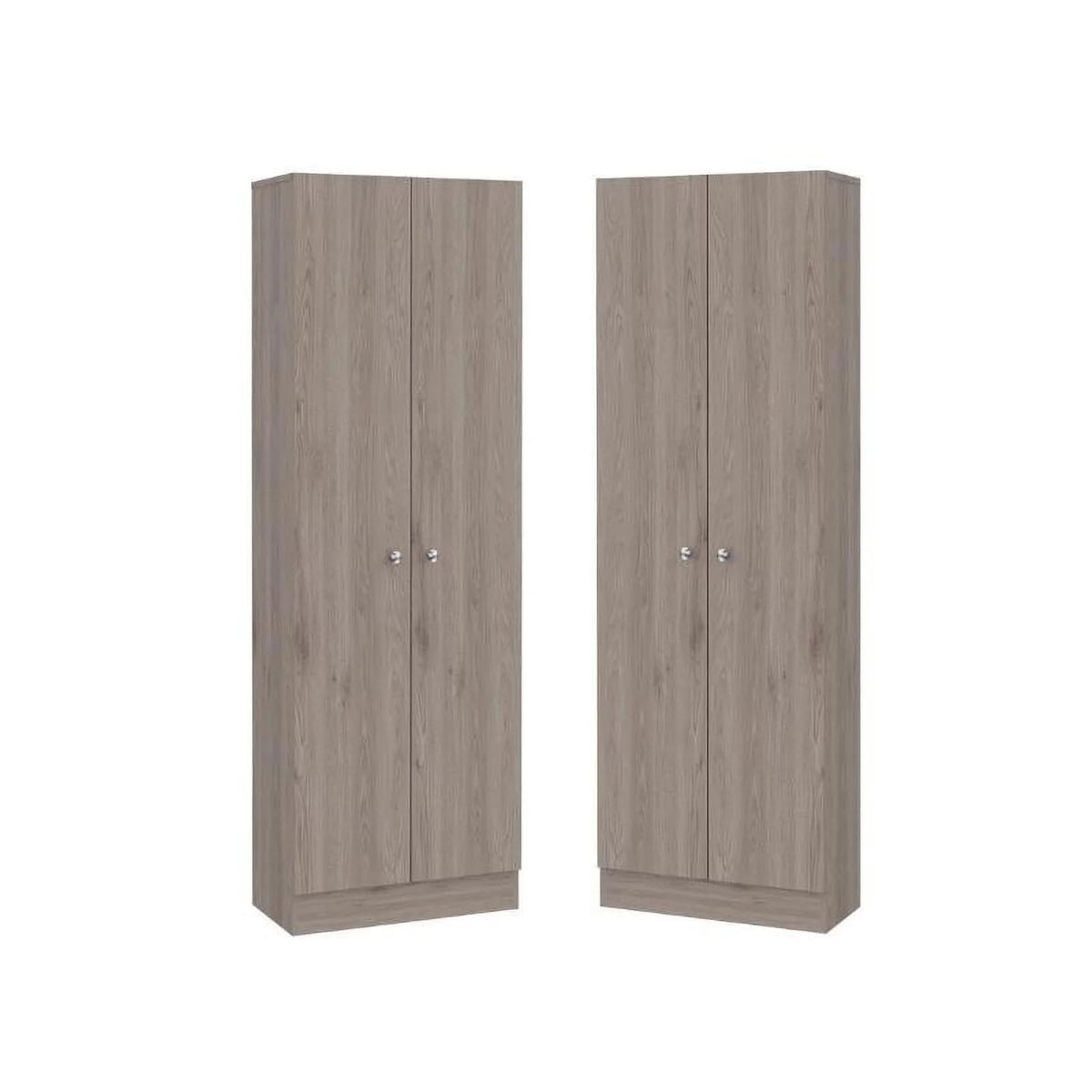 2 Piece Wood Two-Door Pantry Cabinet Set in Light Gray Z11327