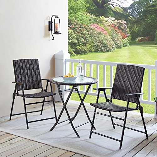 3 Pieces Wicker Folding Bistro Set J64615
