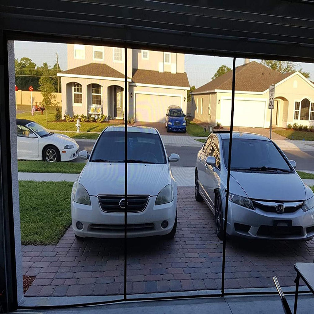 Retractable Magnetic Garage Door Screen Mesh Net, Pack of 2 T14585
