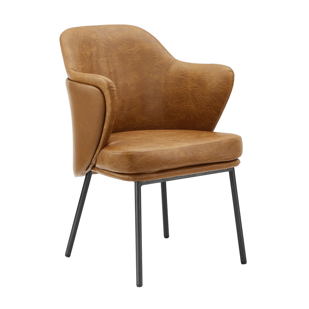 Brown PU Leather Upholstered Dining Chairs Set of 2 D439