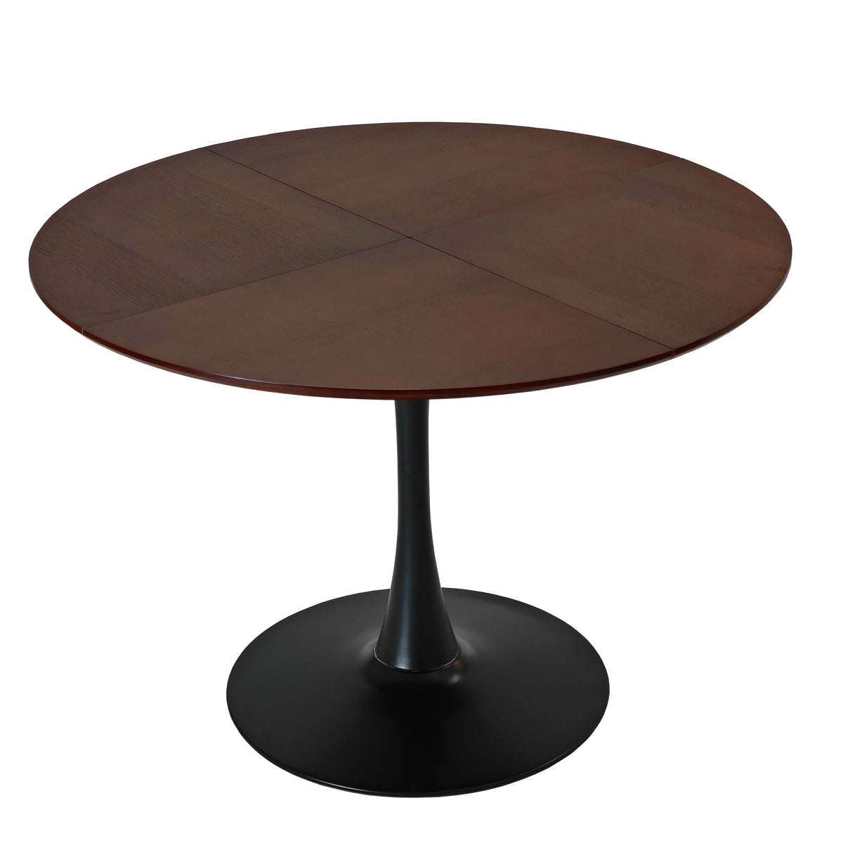 47.24" Round Dining Table with Wood Grain Top Metal Base K87873