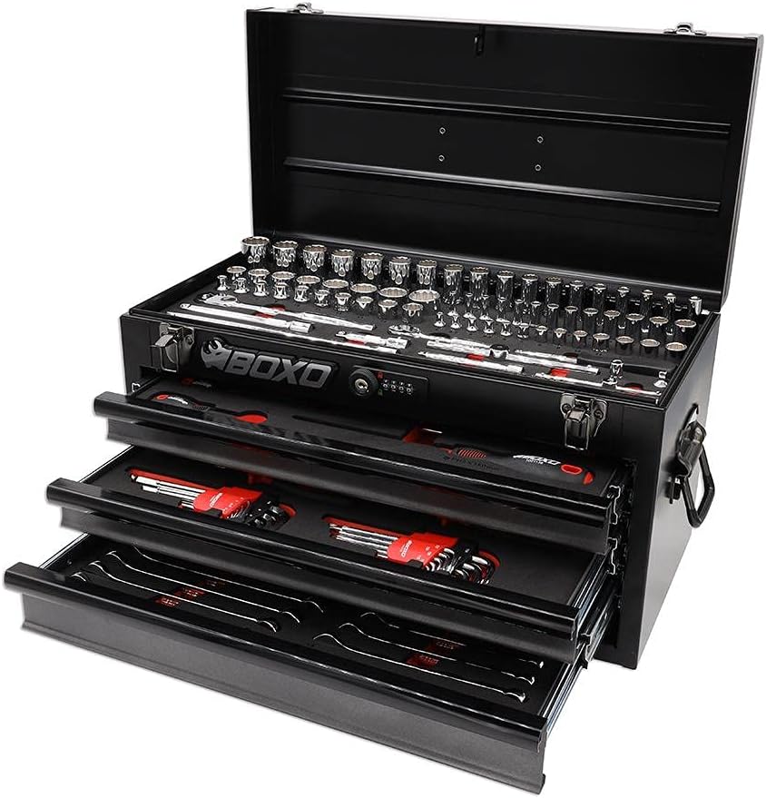133-Piece Metric Tool Set with 3-Drawer Toolbox X44164