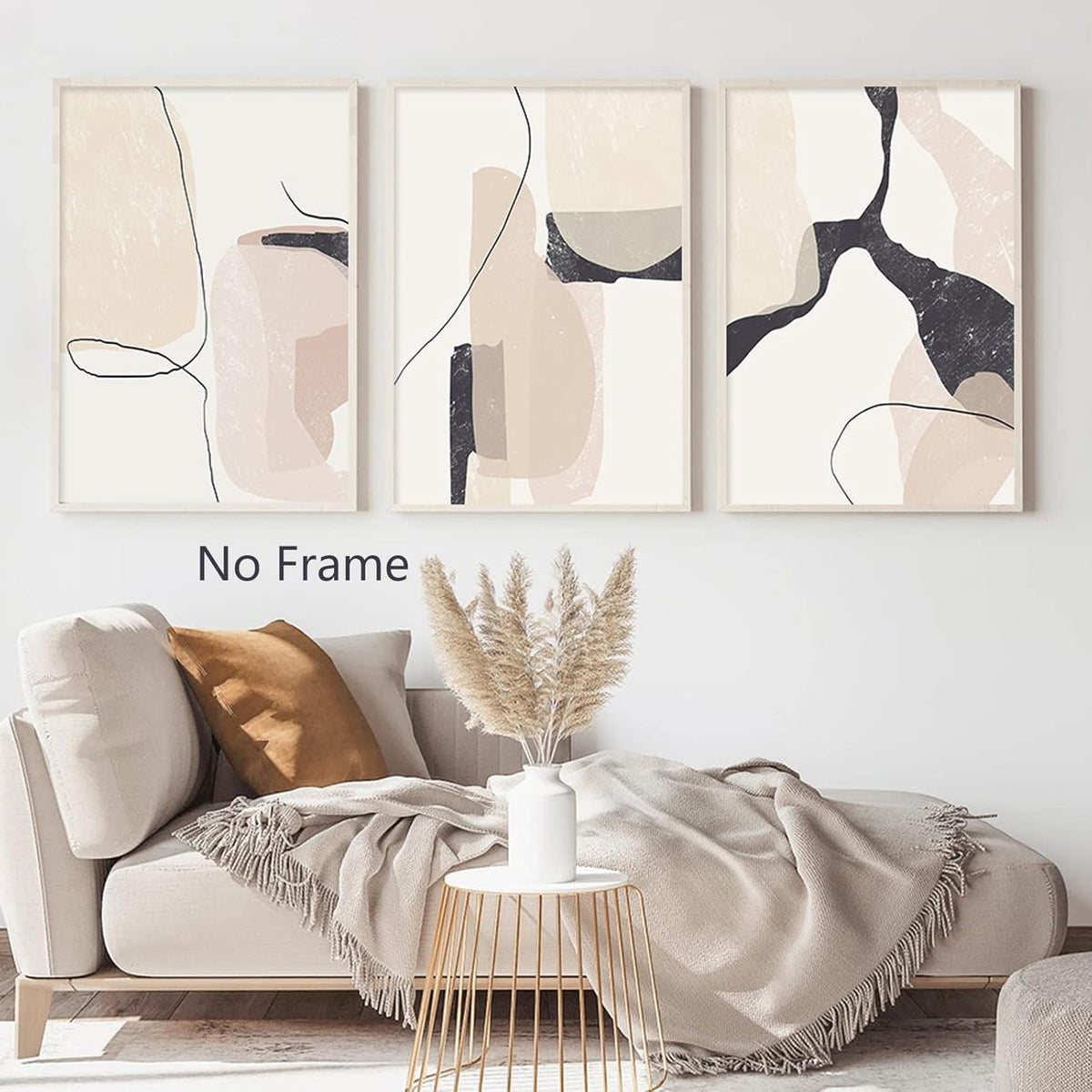 Beige Abstract Canvas Wall Art 20x28inchx3pcs No Frame A68741