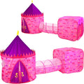 Pink Castle Play Tent with Pop Up Tunnel and Playhouse Kids Indoor Outdoor Play Tent Set S1833