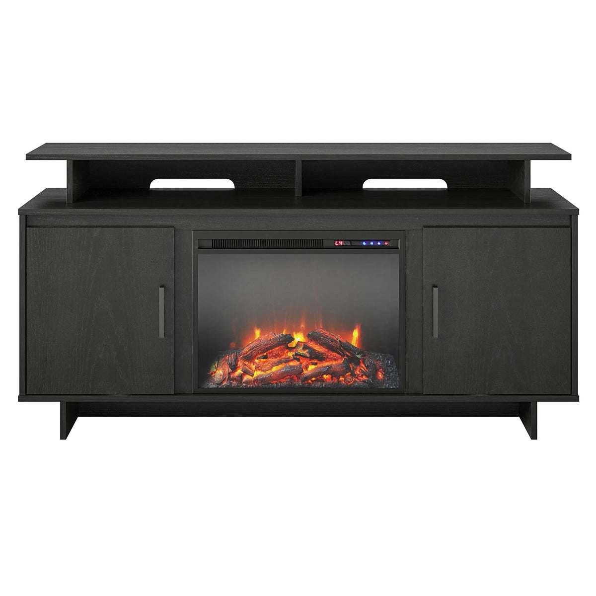 Electric Fireplace TV Console with Storage Cabinets, Black Oak C372