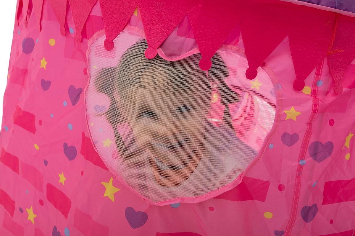 Pink Castle Play Tent with Pop Up Tunnel and Playhouse Kids Indoor Outdoor Play Tent Set S1833