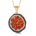Crimson Fire Opal Oval 925 Sterling Silver Vermeil Yellow Gold Plated Pendant Necklace 20" Ct 1.87 V97179