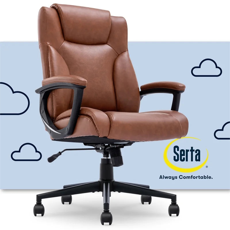 Executive Office Chair Cognac Bonded Leather A120