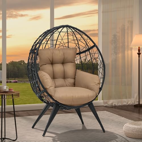Large Wicker Egg Chair with Stand and Cushion I7784