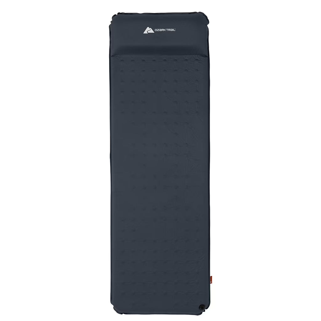 Self-Inflating Camp Pad with Pillow, Grey, 78" L x 25" W x 2" H K719