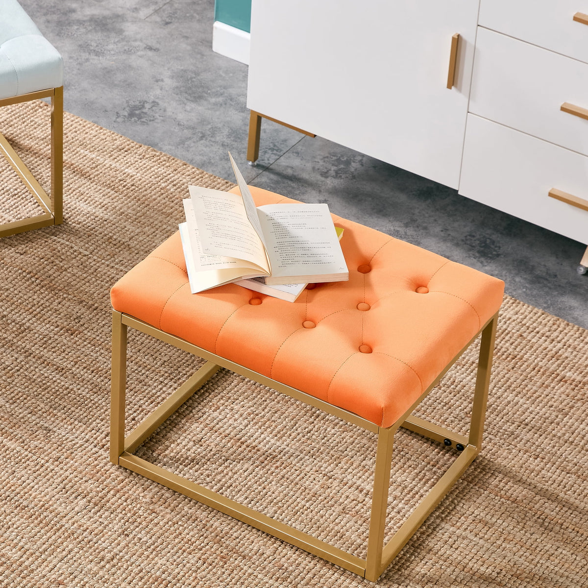Orange Velvet Shoe Changing Stool Z5759