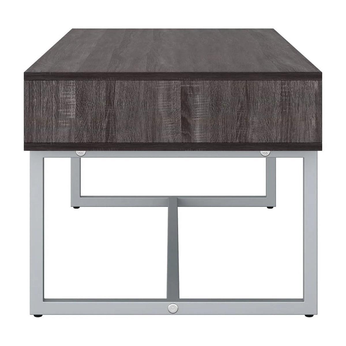 Gray Engineered Wood Single Drawer Coffee Table with Cubby Storage G7150