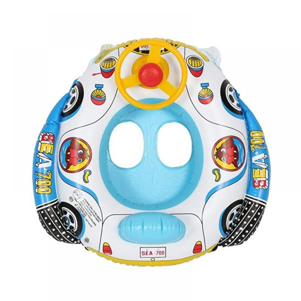 Inflatable Pool Float Ring with Steering Wheel Horn for Kids Q794486