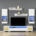 White 7 Pieces Floating TV Stand with LED Lights K881237