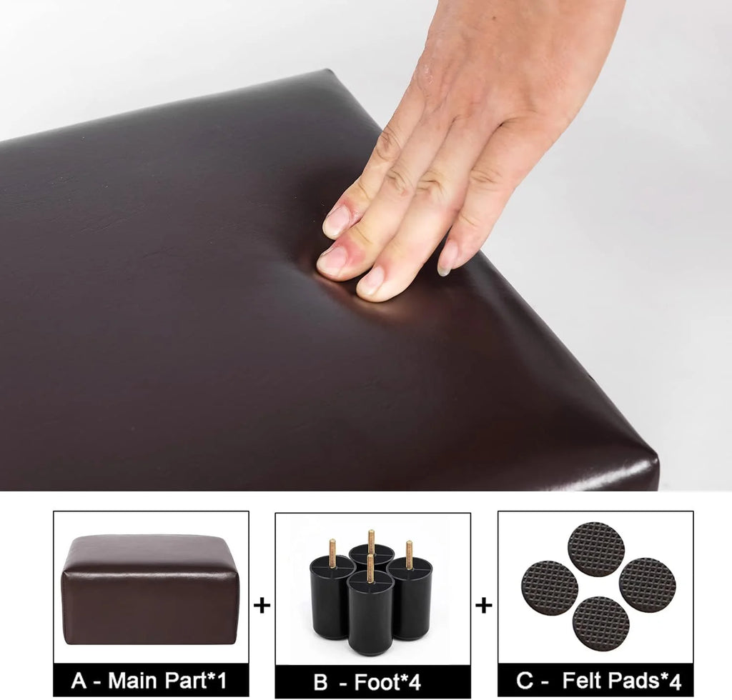 Brown Square PU Leather Ottoman S858018