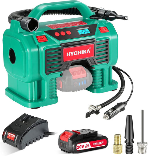 160PSI Portable Tire Inflator with Pressure Gauge, Dual Power Supply, LED Light, Pack of 2 E686