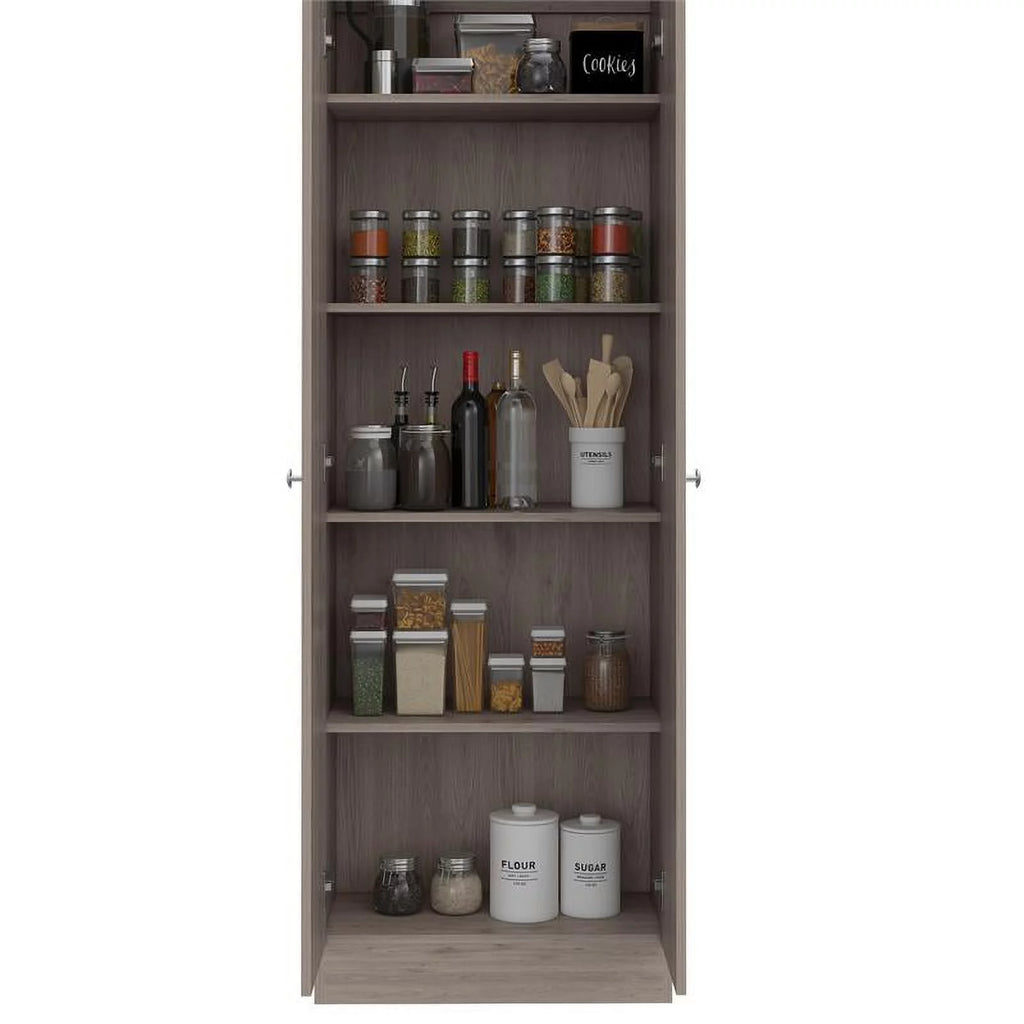 2 Piece Wood Two-Door Pantry Cabinet Set in Light Gray Z11327