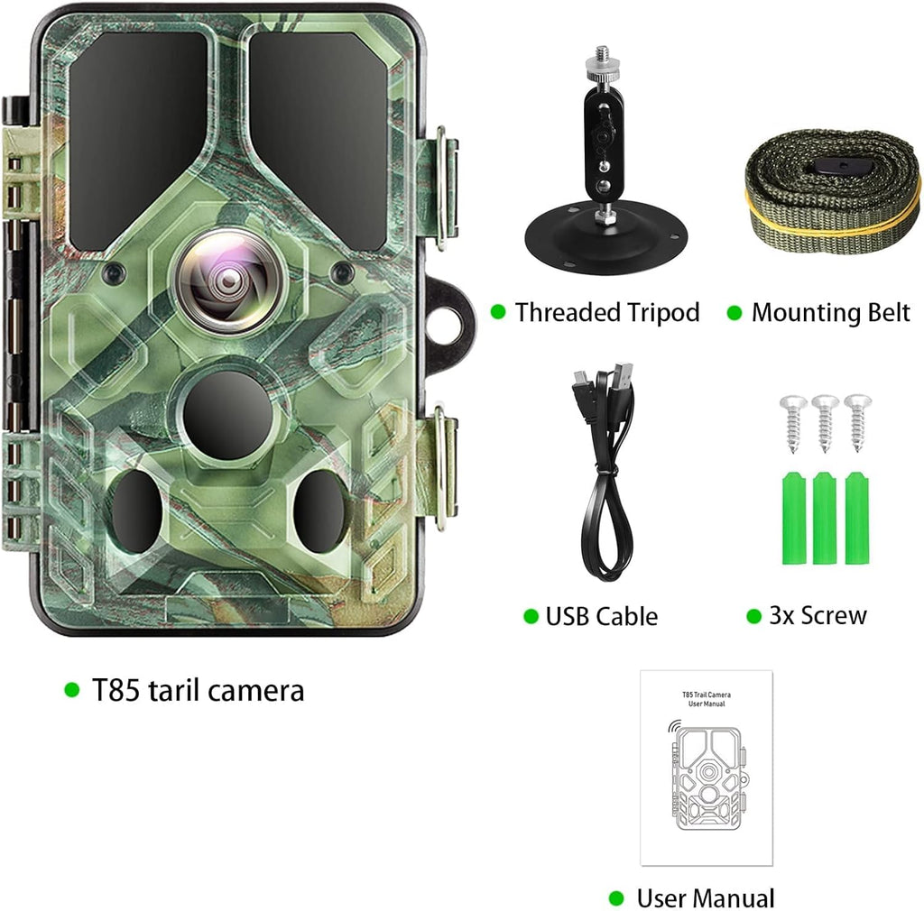 WiFi Trail Camera with Night Vision 65FT Motion Activated IP66 Waterproof Hunting Camera T98427