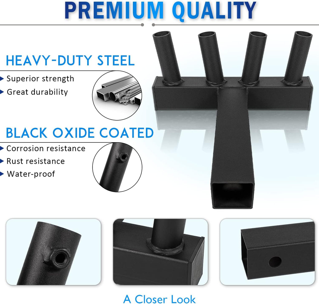 Universal Four Flagpole Holder for 2 inches Hitch Receivers with Hitch Pin I215