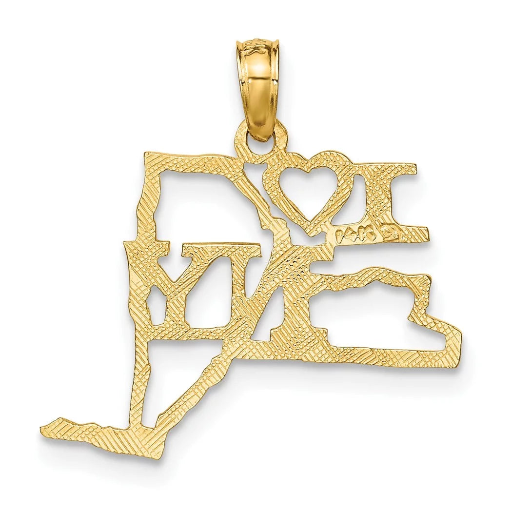 10k Gold New York State Pendant Necklace E41813