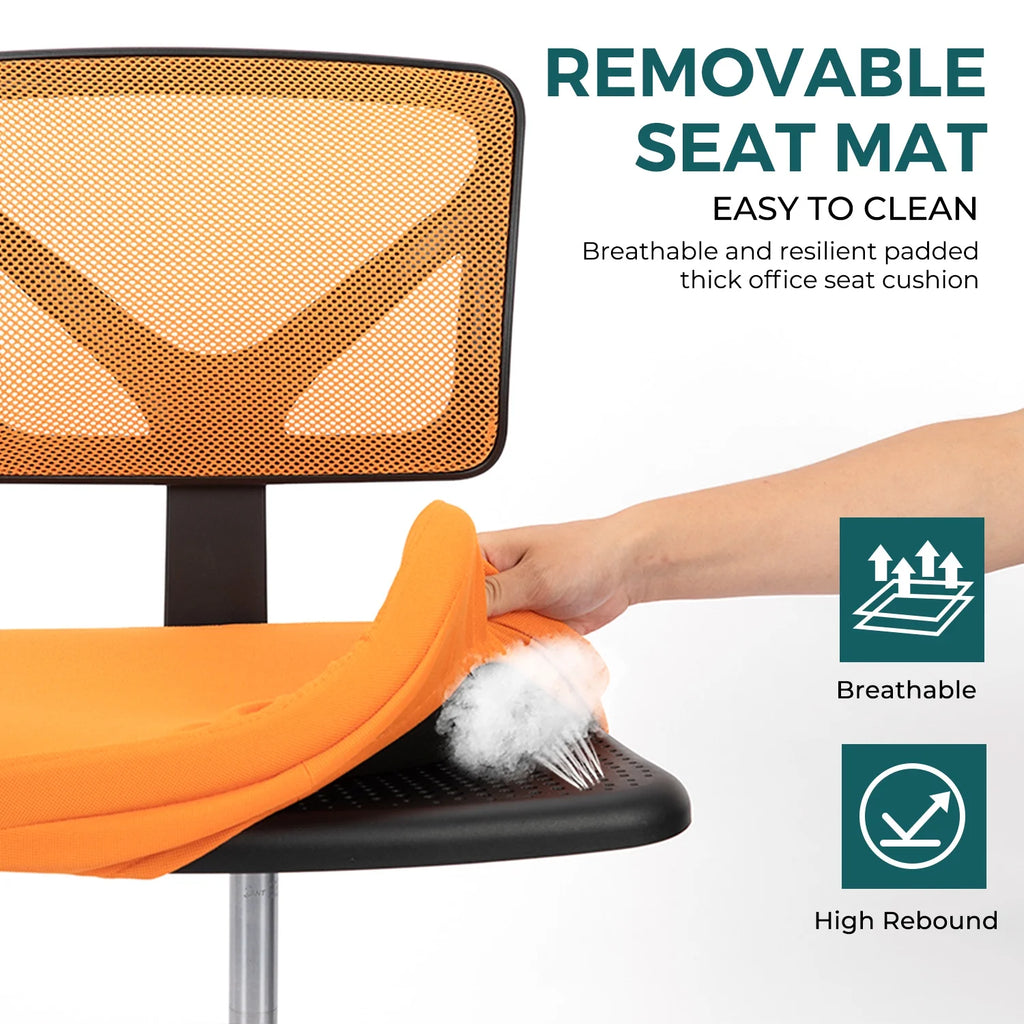 Armless Height Adjustable Orange Office Chair Y653668