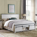 White King Size Platform Bed Frame with Headboard and Storage S187
