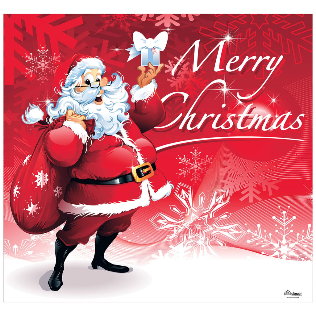Red and White Merry Christmas Garage Door Banner H4831