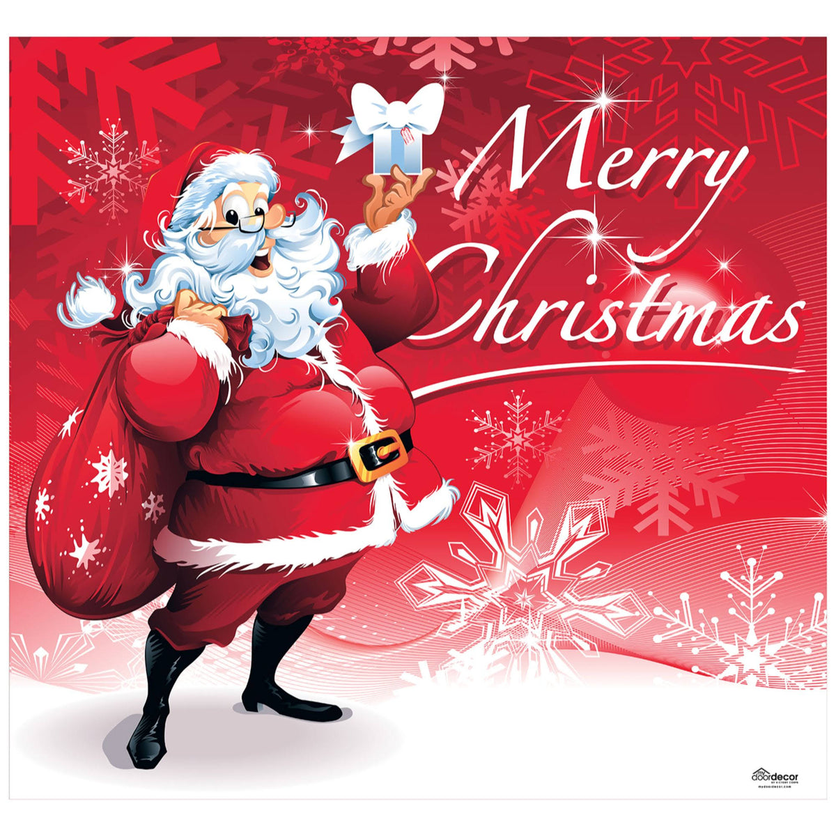Red and White Merry Christmas Garage Door Banner H4831