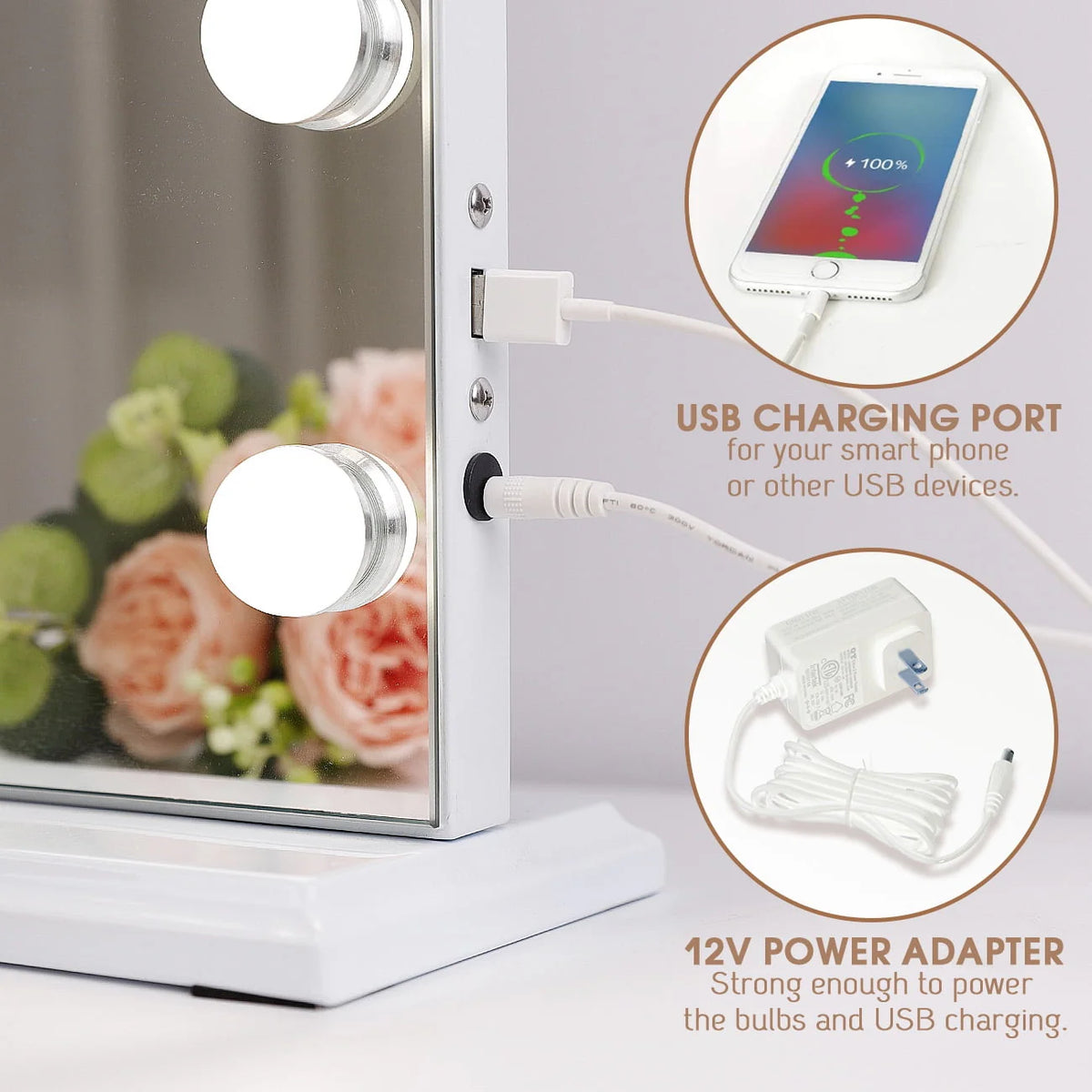 White Metal Vanity Mirror with Lights H469665