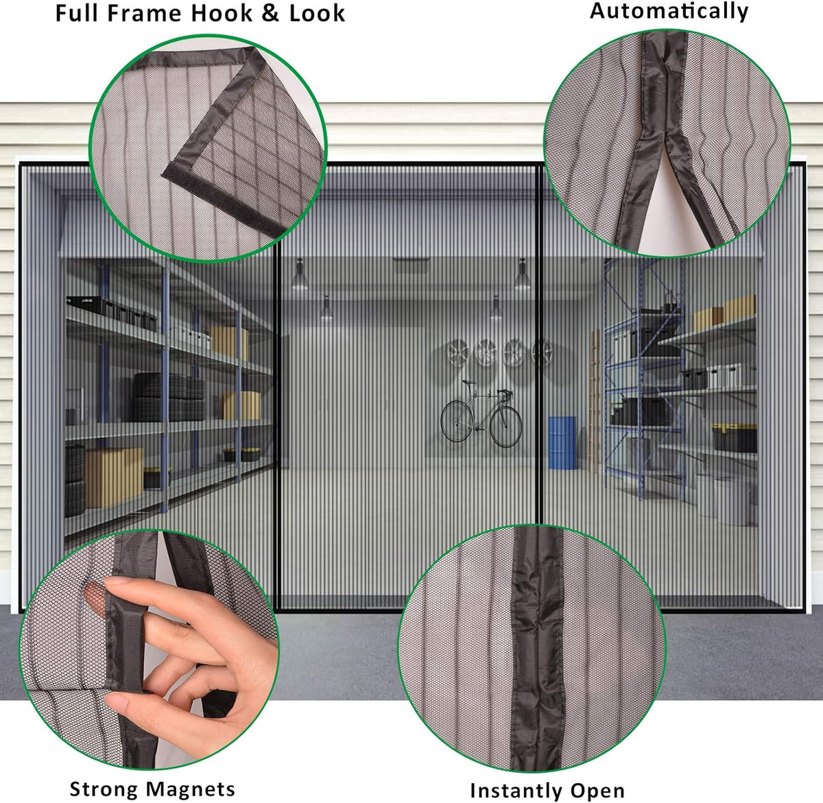 Retractable Magnetic Garage Door Screen Mesh Net, Pack of 2 T14585