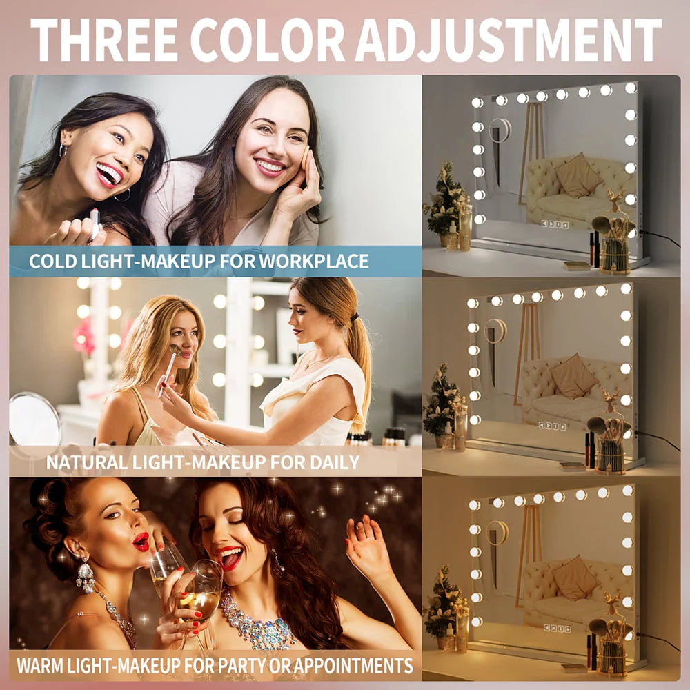 White Metal Vanity Mirror with Lights H469665