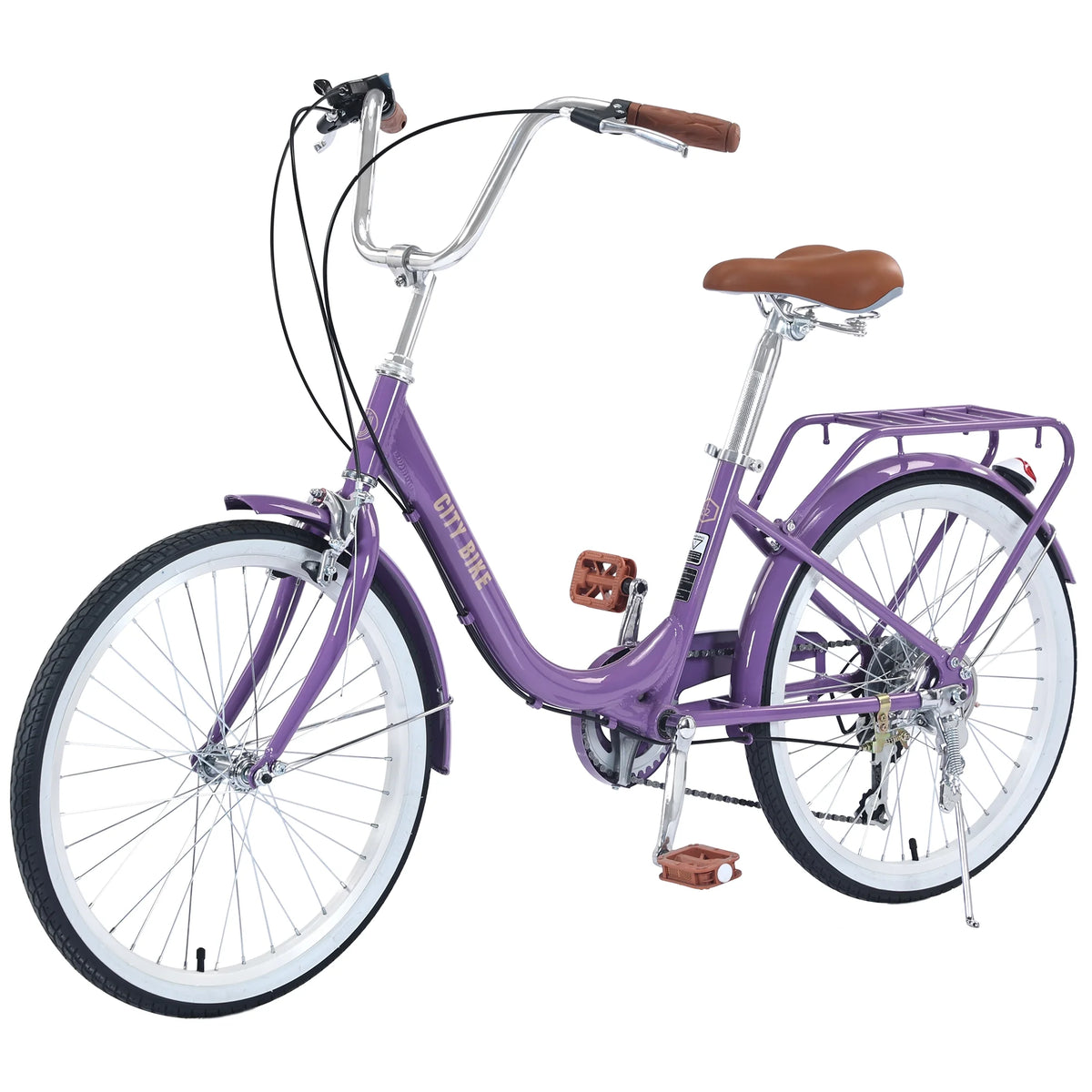 22 Aluminum Alloy 7 Speed Purple City Bike C159906