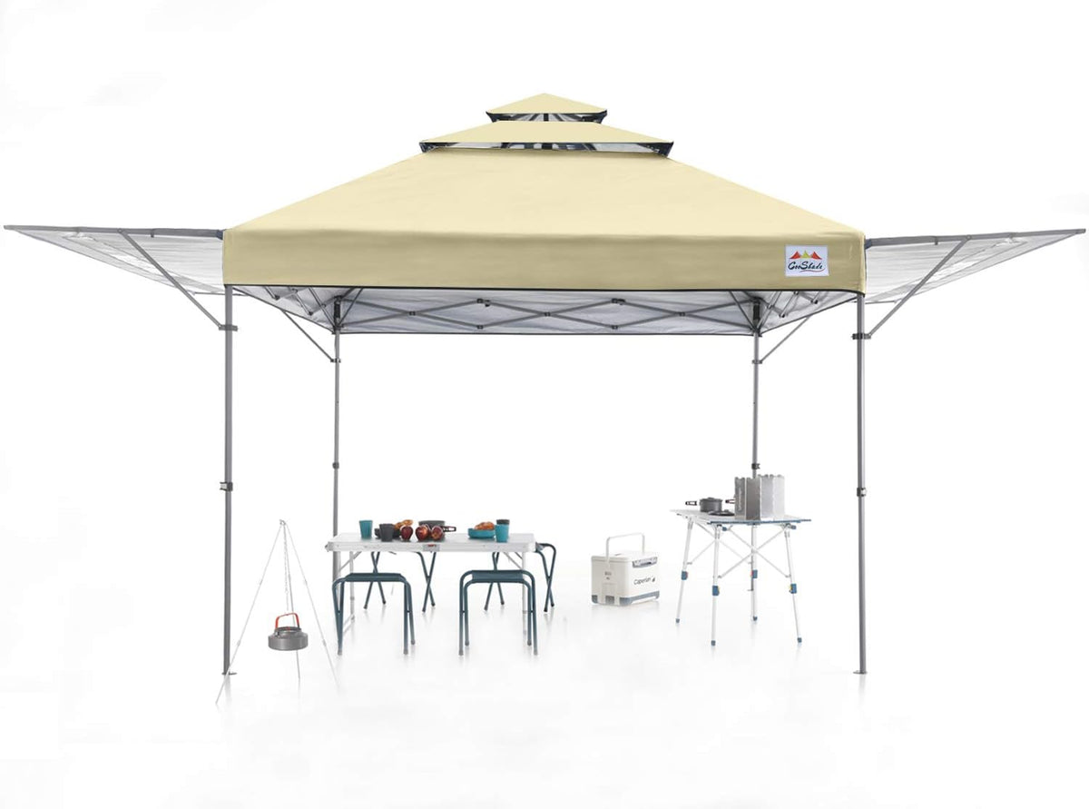 10x17 Instant Pop Up Canopy Tent with Ventilation and Adjustable Dual Half Awnings Black I743680