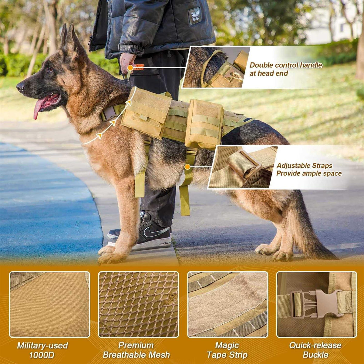 Tactical Dog Harness with Pouches P155
