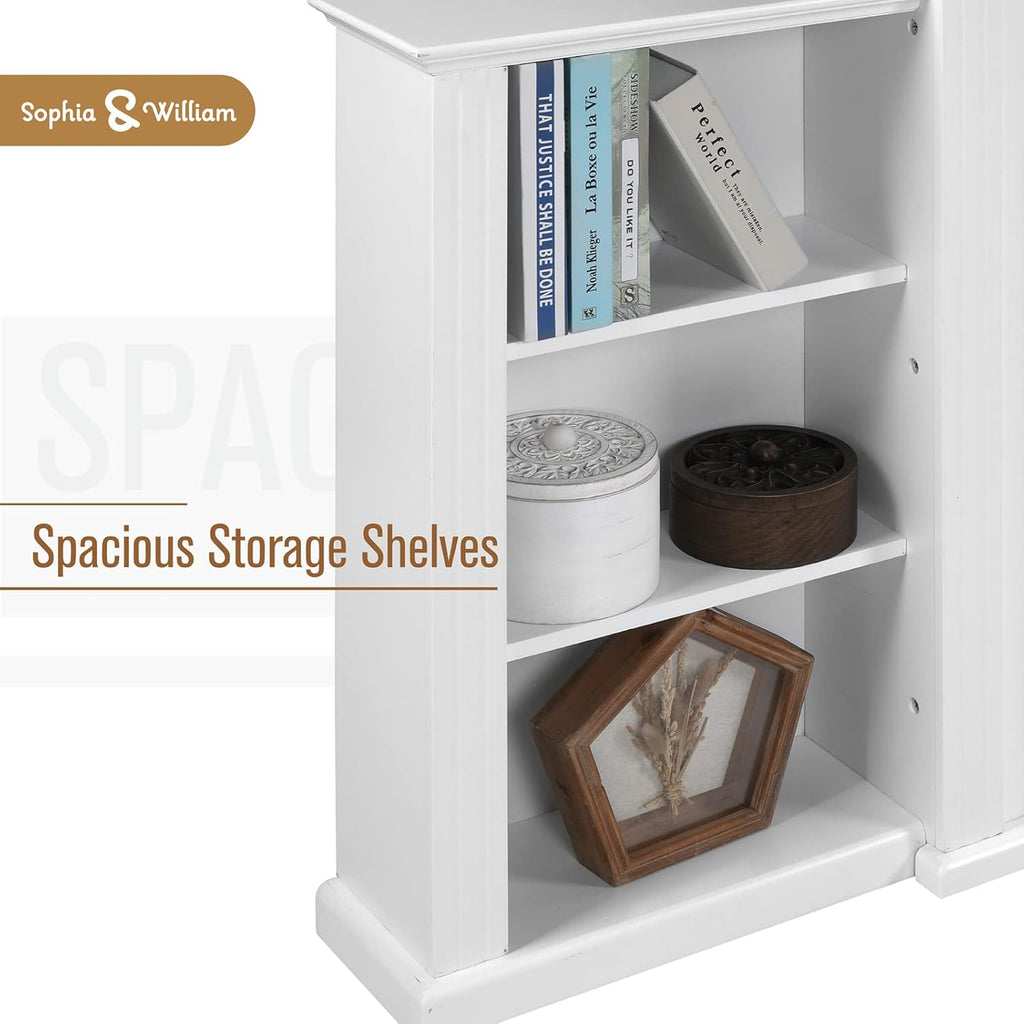White Fireplace TV Stand with Adjustable Shelves F195