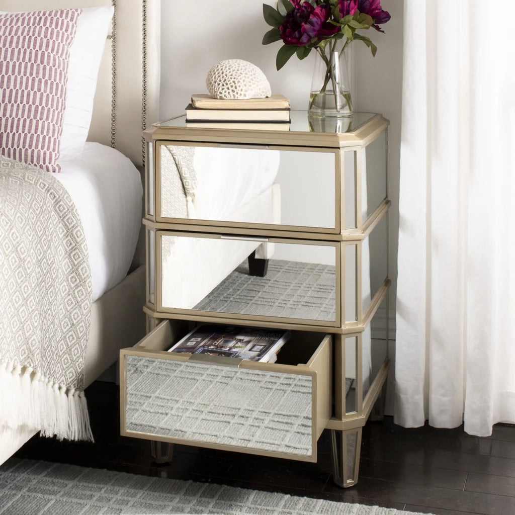 3-Drawer Mirrored Nightstand C350842
