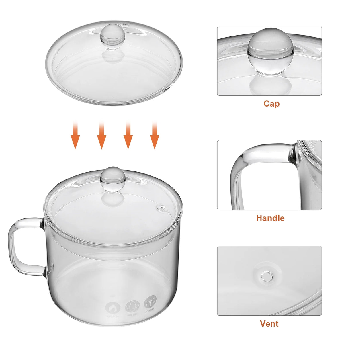 Heat-resistant Glass Pot with Handle G6843