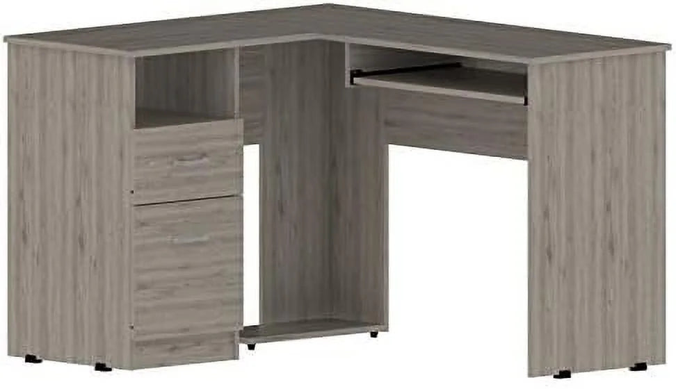 L-Shaped Desk with Open Shelving 2 Drawers Black C557