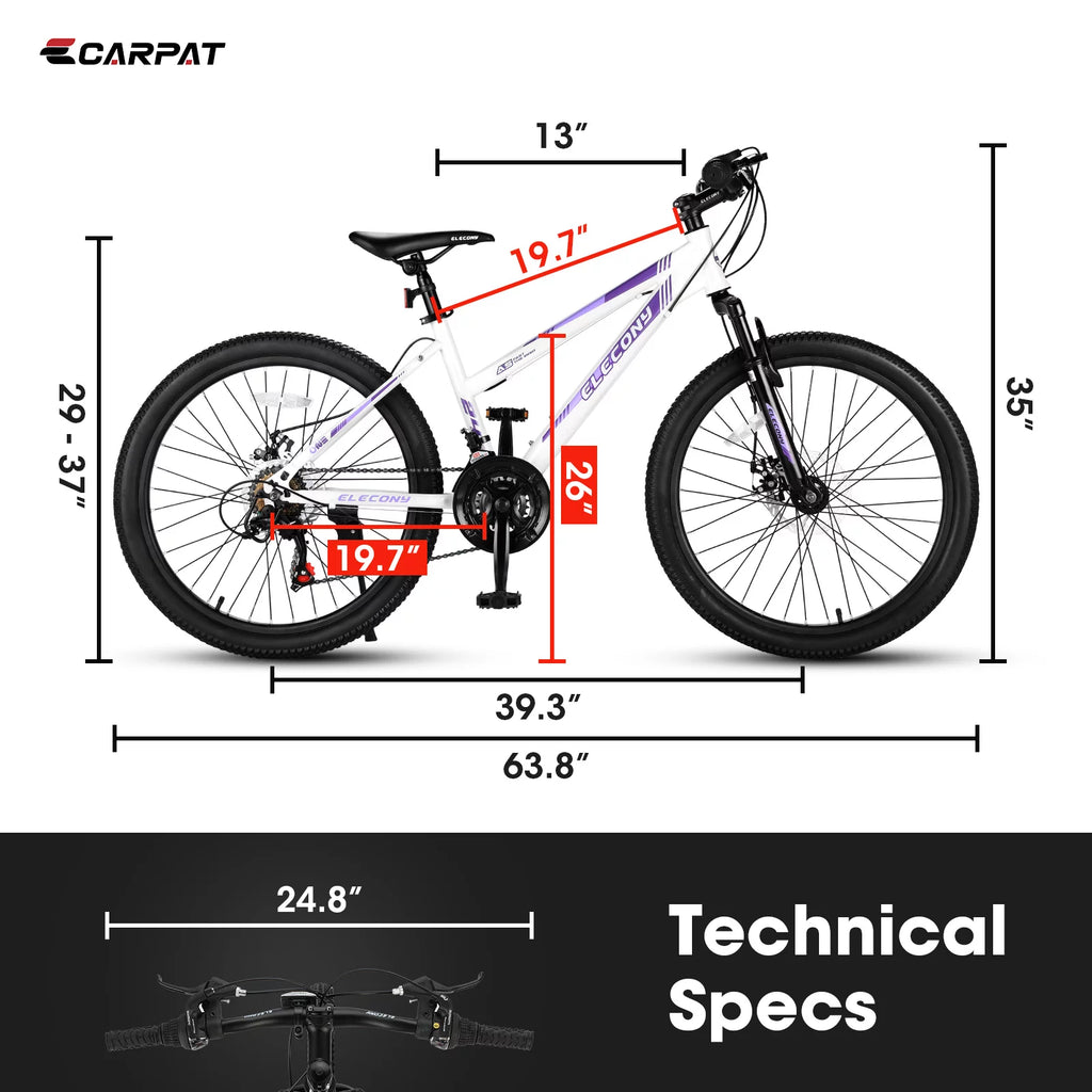 26-inch 21 Speed Pink Mountain Bike X71528