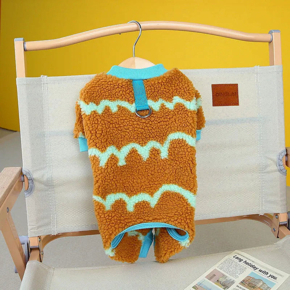 Beige Brown Coral Velvet Four-Legged Dog Jumpsuit G287