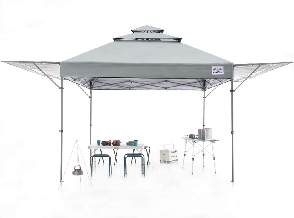 10x17 Instant Pop Up Canopy Tent with Ventilation and Adjustable Dual Half Awnings Black I743680