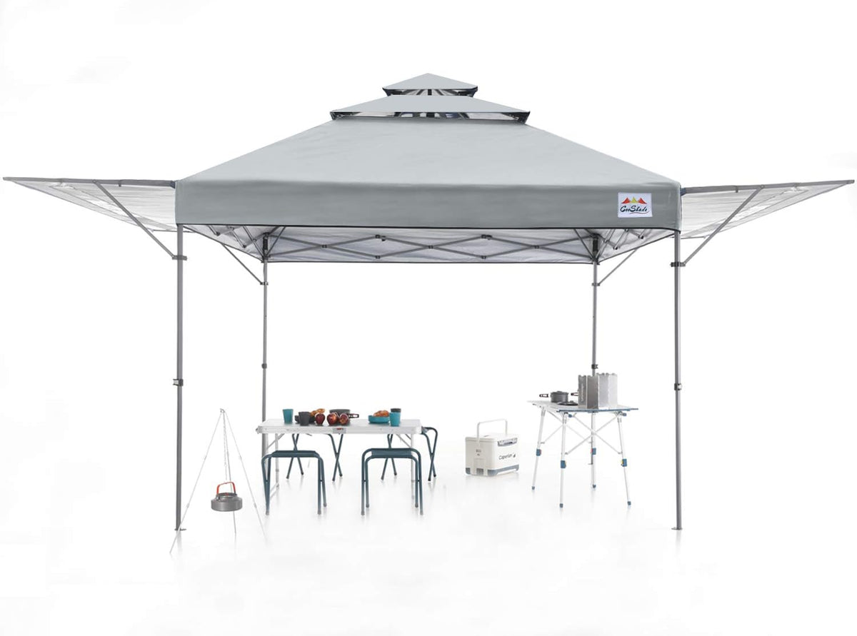 10x17 Instant Pop Up Canopy Tent with Ventilation and Adjustable Dual Half Awnings Black I743680