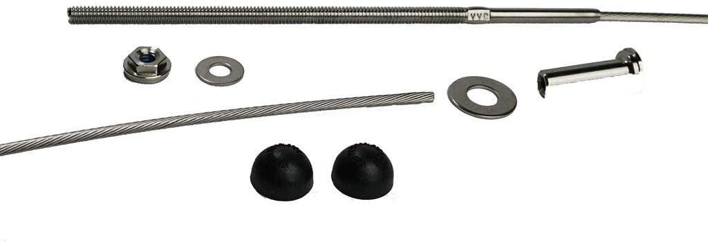 Stainless Steel Cable Railing Installation Kit for Deck Railing for 4x4 and 6x6 Posts, 1/8 Inch Cable, 25 Feet with Long Terminals and Stainless Chamfer Caps Q784